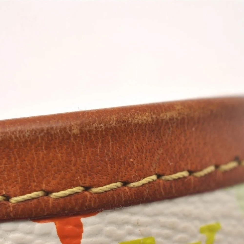 Auth Louis Vuitton Multicolor Monogram White Leather BRACELET LV 7" - Picture 6 of 16